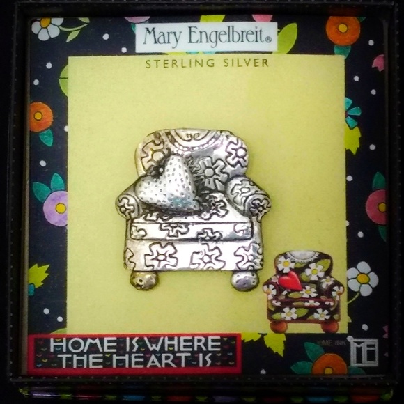 Vintage Mary Engelbreit Sterling Silver Chair Brooch- New in box - Picture 2 of 8